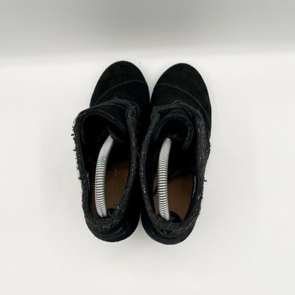 Toms Womens Kala Wedge Ankle Booties Black Suede Size 8.5 Lace Up - Picture 7 of 11